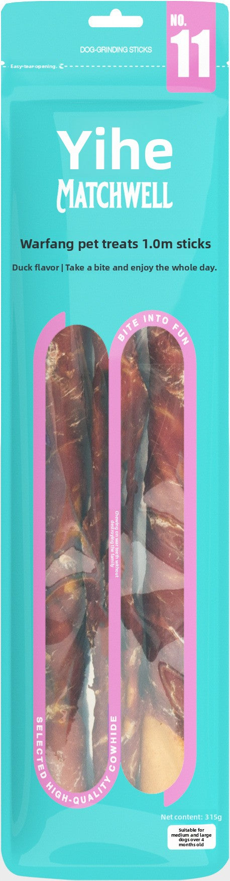Dog Snacks Yihe 1.0m Stick Pet Snacks Large Dog Cowhide Ring Puppy Chicken Beef Chew Stick Dog