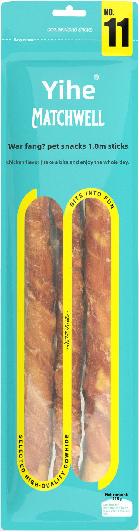 Dog Snacks Yihe 1.0m Stick Pet Snacks Large Dog Cowhide Ring Puppy Chicken Beef Chew Stick Dog