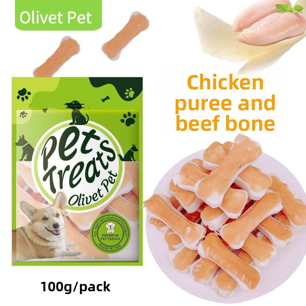 Dog Snacks Yihe 1.0m Stick Pet Snacks Large Dog Cowhide Ring Puppy Chicken Beef Chew Stick Dog