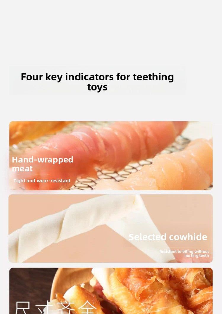 Dog Snacks Yihe 1.0m Stick Pet Snacks Large Dog Cowhide Ring Puppy Chicken Beef Chew Stick Dog
