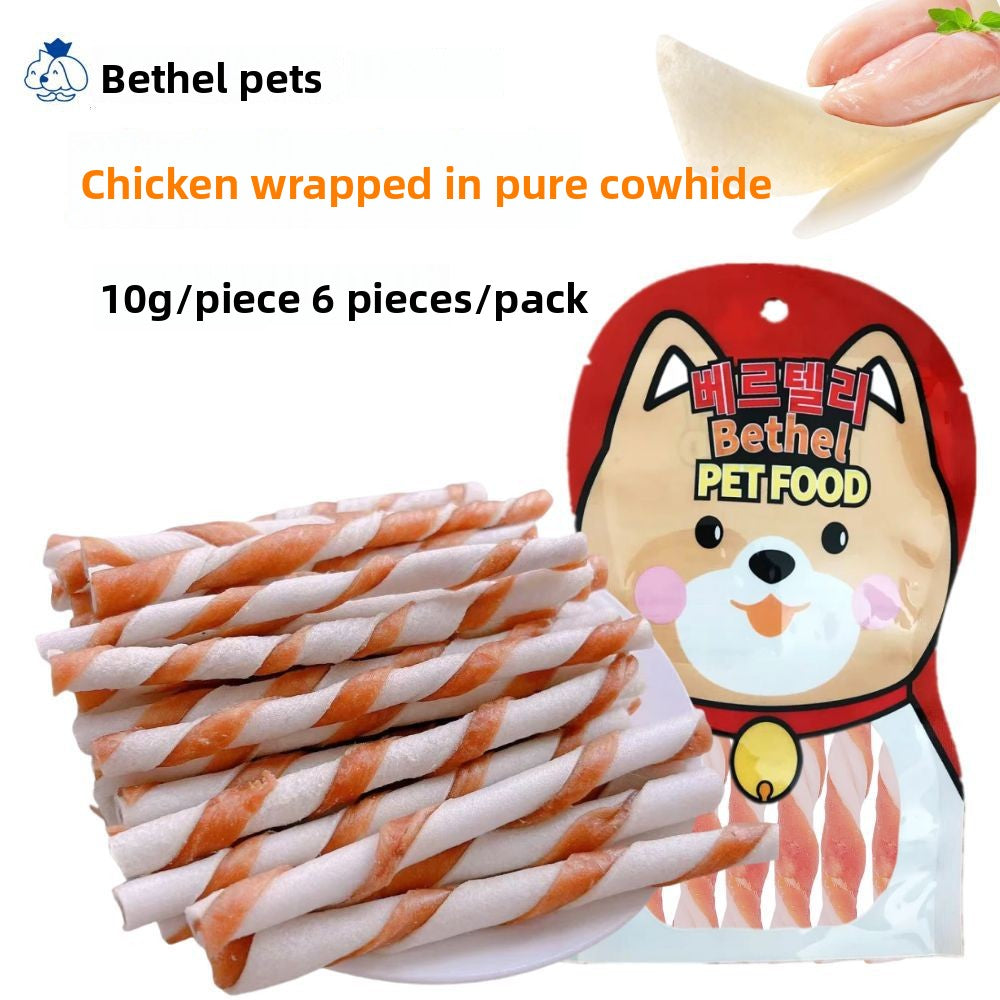 Dog Snacks Yihe 1.0m Stick Pet Snacks Large Dog Cowhide Ring Puppy Chicken Beef Chew Stick Dog