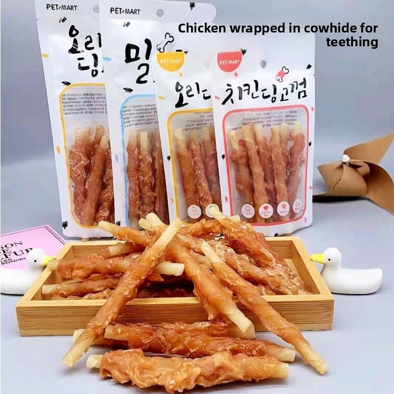 Dog Snacks Yihe 1.0m Stick Pet Snacks Large Dog Cowhide Ring Puppy Chicken Beef Chew Stick Dog