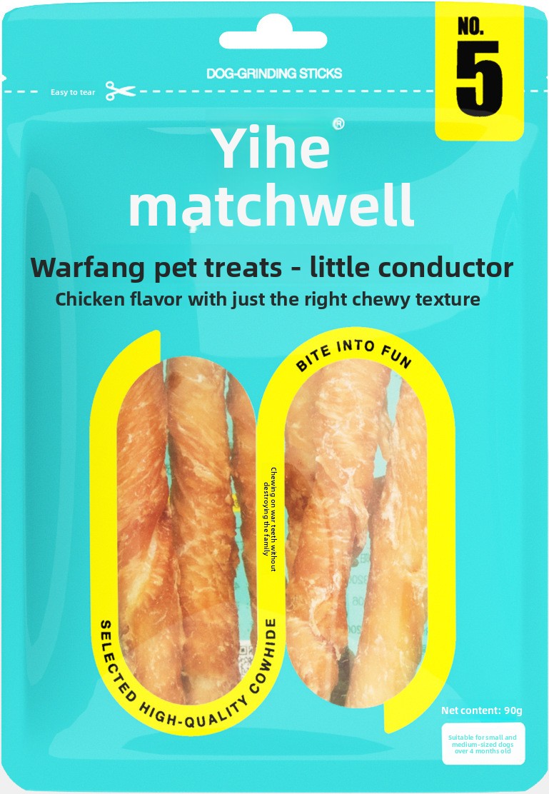 Dog Snacks Yihe 1.0m Stick Pet Snacks Large Dog Cowhide Ring Puppy Chicken Beef Chew Stick Dog